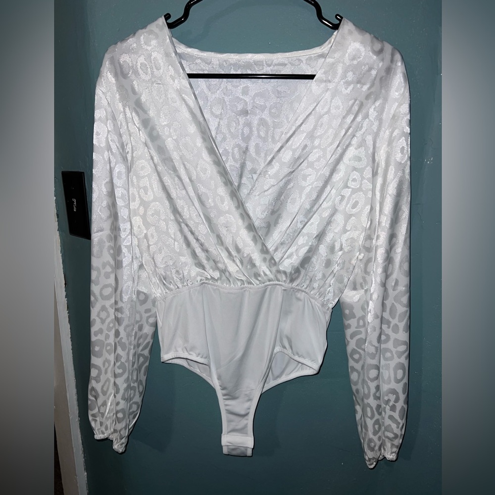 Shein white leopard bodysuit
